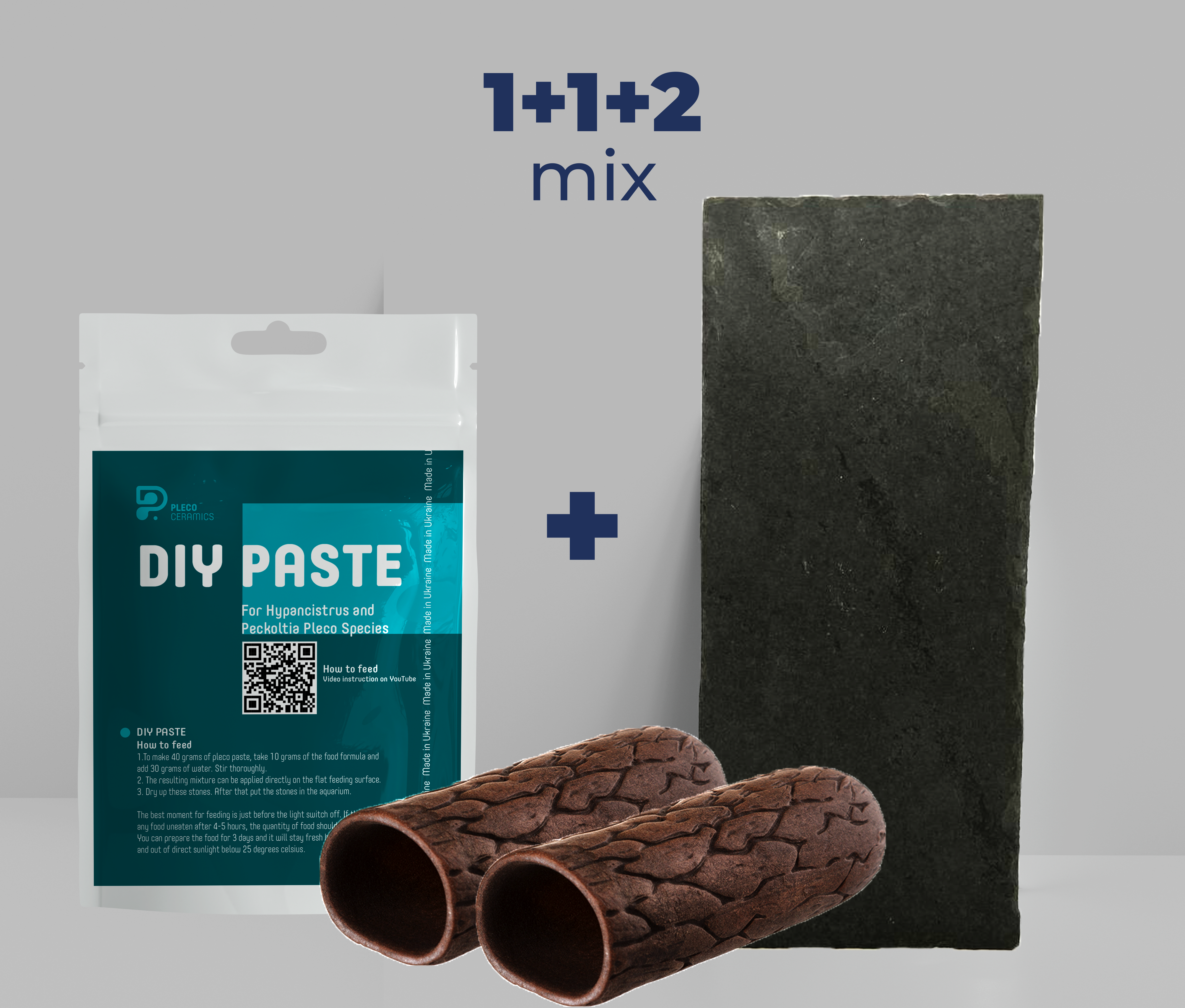 KIT DIY Paste + Feeding Stone + Pleco cave S x2